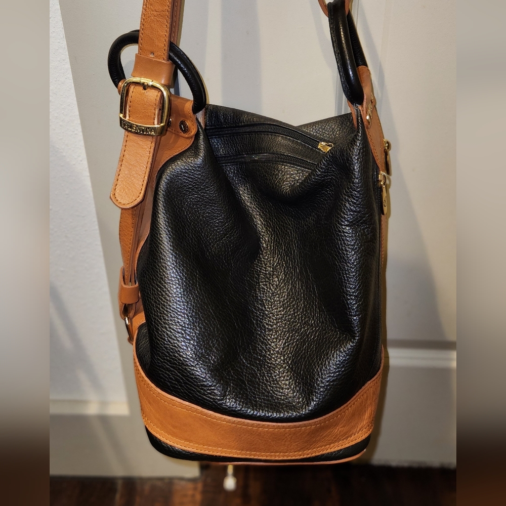 Valentina Black & Tan Leather Bag